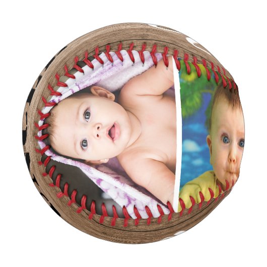 Rustikales Holz 3 FotoCollage Bester Onkel je Baseball (Vorderseite Links)