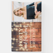 Rustikales Holz 40 Fabelhaftes Foto Geburtstag Banner (Vertikal)