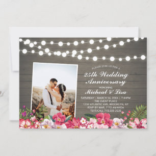 Rustikales Holz 40. Hochzeitsjubiläum Foto Einladung