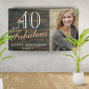Rustikales Holz 40 und Fantastisch 40. Geburtstags Banner