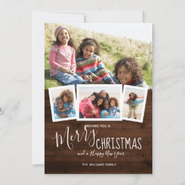 Rustikales Holz 4 Foto Collage Frohe Weihnachten