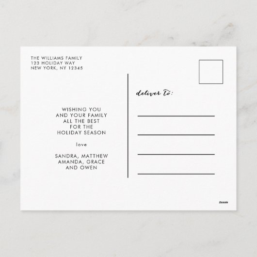 Rustikales Holz 4 Foto Collage Frohe Weihnachten (Rückseite)