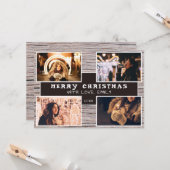 Rustikales Holz 4 Foto Collage Weihnachtsbild Karte (Vorderseite/Rückseite Beispiel)