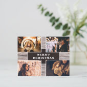 Rustikales Holz 4 Foto Collage Weihnachtsbild Postkarte (Stehend Vorderseite)