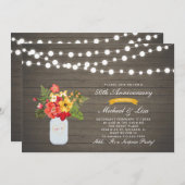 Rustikales Holz 50. überraschendes Hochzeitstag Einladung (Vorne/Hinten)