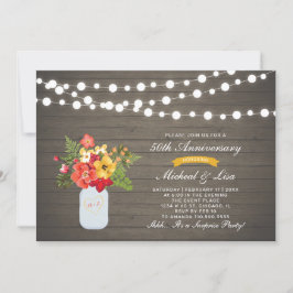Rustikales Holz 50. überraschendes Hochzeitstag Einladung