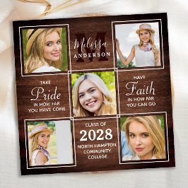 Rustikales Holz 5 Foto Collage Abschluss Einladung