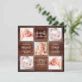 Rustikales Holz 5 Foto Collage Neue Babystatusdusc Dankeskarte (Stehend Vorderseite)