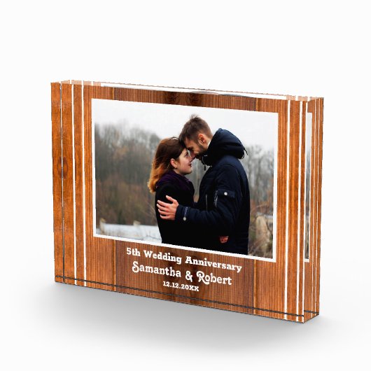 Rustikales Holz 5. Hochzeitstag Fotoblock (Rechts)