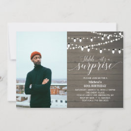 Rustikales Holz 60. Foto Erwachsene Geburtstagspar Einladung