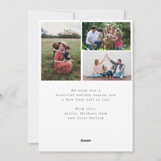 Rustikales Holz 6 Foto Collage Frohe Weihnachten (Rückseite)