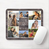 Rustikales Holz 7 Foto Collage | Leben mit dir lie Mousepad (Mit Mouse)