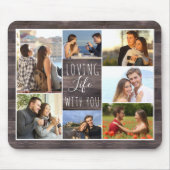 Rustikales Holz 7 Foto Collage | Leben mit dir lie Mousepad (Vorne)