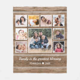 Rustikales Holz 9 Foto Collage Zitat Familienname Fleecedecke