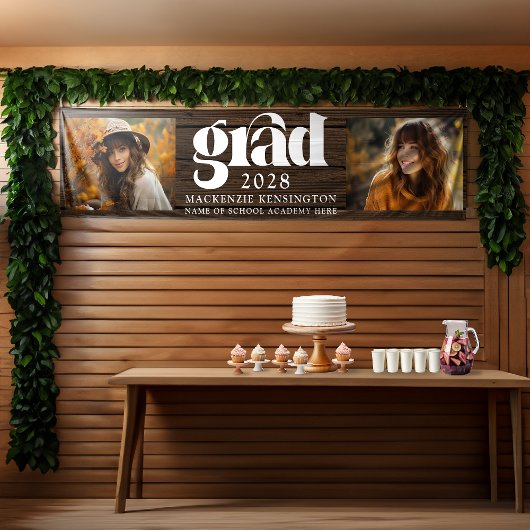 Rustikales Holz Abschluss 2 Foto lang Banner