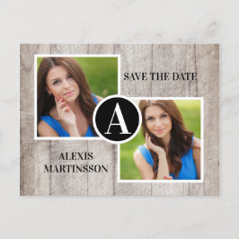 Rustikales Holz Abschluss 2 Foto Retten Datum Ankündigungspostkarte