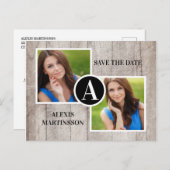 Rustikales Holz Abschluss 2 Foto Retten Datum Ankündigungspostkarte (Vorne/Hinten)