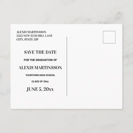 Rustikales Holz Abschluss 2 Foto Retten Datum Ankündigungspostkarte (Rückseite)