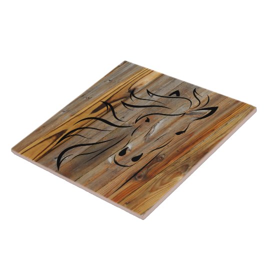 Rustikales Holz als Wildpferd Fliese (Seite)