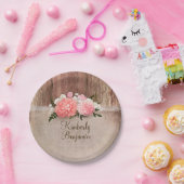 Rustikales Holz Altes Burlap Pink Blume Stall Hoch Pappteller (Party)