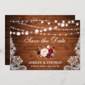 Rustikales Holz an der Spitze Burgund Save the Dat Save The Date (Vorne/Hinten)