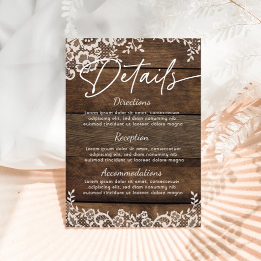 Rustikales Holz an der Spitze - Details zum Webere Begleitkarte