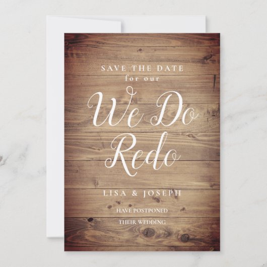 Rustikales Holz ändert das Datum, an dem Skript ve Save The Date (Vorderseite)