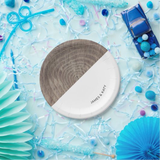 Rustikales Holz, anpassbare Papierplatte Pappteller (Party)