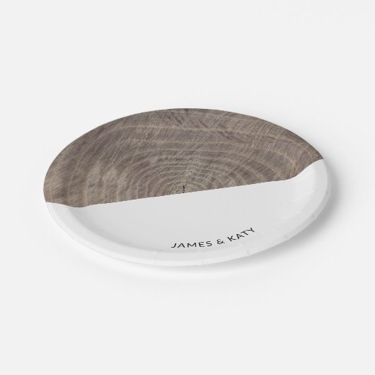 Rustikales Holz, anpassbare Papierplatte Pappteller (Schrägansicht)