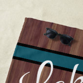 Rustikales Holz Aquamarin Blue Lake Life mit Monog Strandtuch (Beispiel)