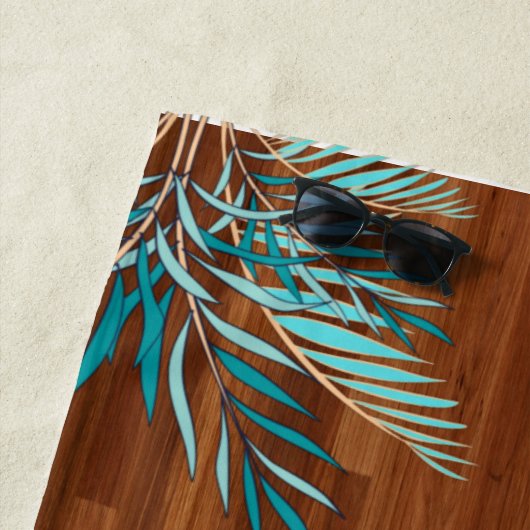 Rustikales Holz Aquamarin Blue Palm Modernes Leben Strandtuch (Beispiel)