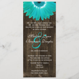 Rustikales Holz Aquamarin Gerber Daisy Hochzeitsei Einladung