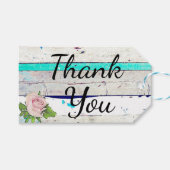 Rustikales Holz Aquamarin, Weiß und Rosa Rose Viel Geschenkanhänger (Vorderseite (Horizontal))