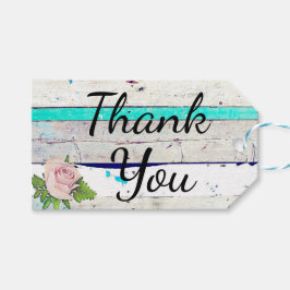 Rustikales Holz Aquamarin, Weiß und Rosa Rose Viel Geschenkanhänger