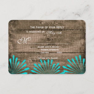 Rustikales Holz Aquamarine Blume Hochzeit RSVP-Kar RSVP Karte