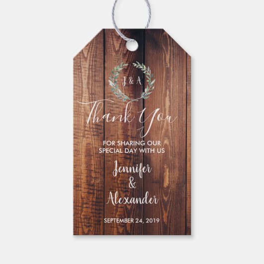 Rustikales Holz Aquarell Blätter Danke für Ihre Ho Geschenkanhänger (Vorderseite)