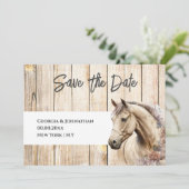 Rustikales Holz Aquarell Pferd Land Scheune Save The Date (Stehend Vorderseite)