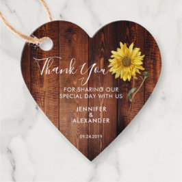 Rustikales Holz Aquarell Sonnenblumen Hochzeit dan Geschenkanhänger