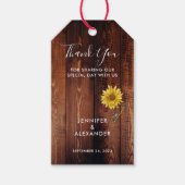 Rustikales Holz Aquarell Sonnenblumen Hochzeit dan Geschenkanhänger (Vorderseite)