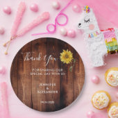 Rustikales Holz Aquarell Sonnenblumen Hochzeit dan Pappteller (Party)