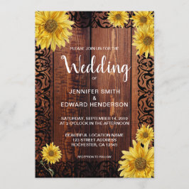 Rustikales Holz Aquarell Sonnenblumen Jahrgang Hoc Einladung