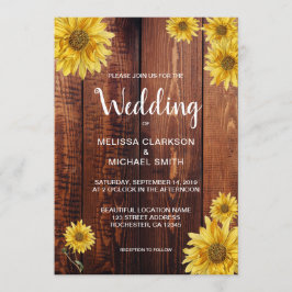 Rustikales Holz Aquarell Sonnenblumen Land Hochzei Einladung