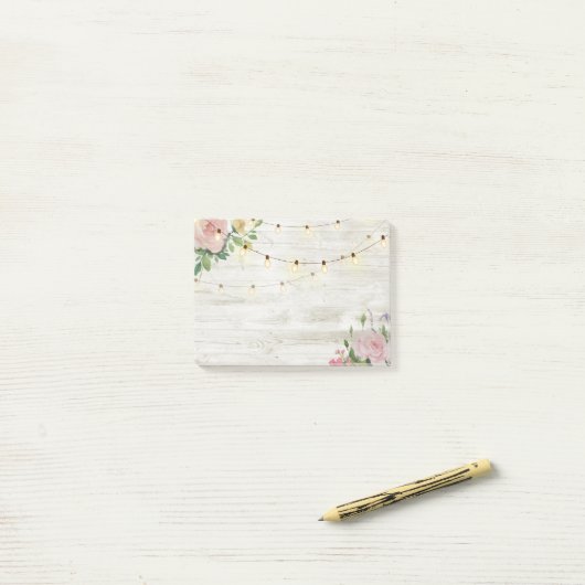 Rustikales Holz-Aquarelllicht Post-it Klebezettel (Auf Schreibtisch)