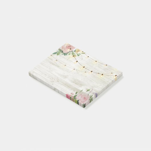 Rustikales Holz-Aquarelllicht Post-it Klebezettel (angewinkelt)