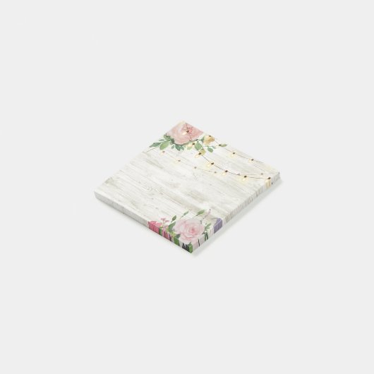 Rustikales Holz-Aquarelllicht Post-it Klebezettel (angewinkelt)