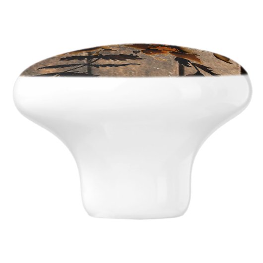 Rustikales Holz aus Rose Keramikknauf (Seitenansicht)