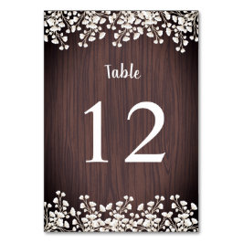 Rustikales Holz Babys Breath Gypsophila Wedding Tischnummer