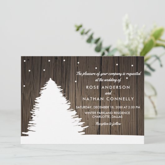 Rustikales Holz | Baum | Weihnachtsfeier Einladung (Stehend Vorderseite)
