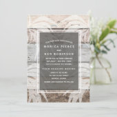 Rustikales Holz Beach Palm Tree Einladung (Stehend Vorderseite)