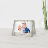 Rustikales Holz Beach String Lights Foto Hochzeit Dankeskarte (Vorderseite)
